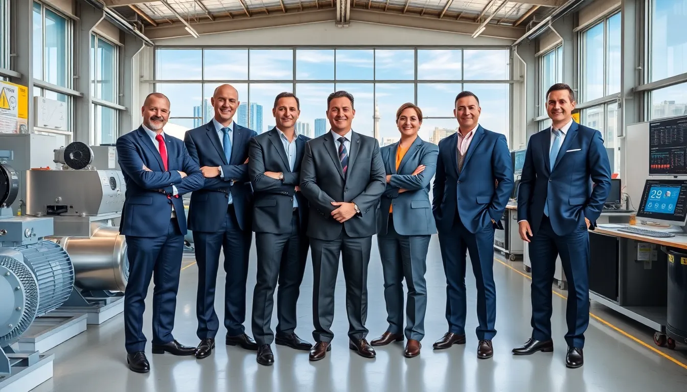 executives representing top screw compressor suppliers in a modern perth industrial setting